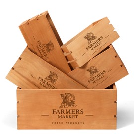 Barydat Set of 5 Wood Crates for Vintage Decorative Display Wooden Boxes Farmhouse Style Nesting Wooden Crates with Open Handles Storage Decorative Boxes Multipurpose Fruits Vegetables Boxes, Brown