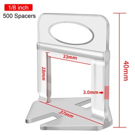 Tile Leveling System Clips - 500-Piece DIY Tiles Leveler Spacers - Tile Leveling System for Professional Ceramic Tile and Stone Installation (1/8 Inch)