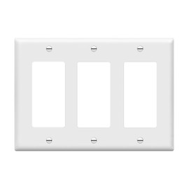 ENERLITES Decorator Light Switch or Receptacle Outlet Wall Plate, Gloss Finish, Size 3-Gang 4.50" x 6.38", Polycarbonate Thermoplastic, 8833-W, White