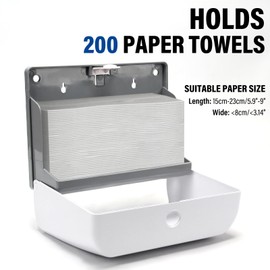 Sayene Paper Towel Dispenser Wall Mount,Adhesive No Drilling Multifold Trifold C Fold Commercial Paper Towel Dispenser,Toilet Compact Tissue Dispensers for Bathroom Kitchen Office(White)