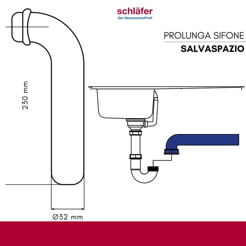 Schläfer 439104 Siphon Pipe 1 1/4 Inch Chrome
