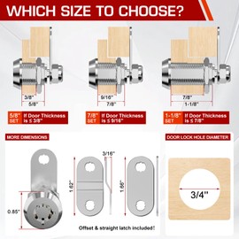 WEDM789 RV Storage Locks,Tool Box Locks,Cabinet Locks with 7/8" Cylinder,Keyed Alike 1 Pack with 2 Keys.（Silver）