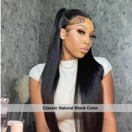 ALHER Small Cap Lace Front Wigs Human Hair Pre Plucked Straight, 13X4 Transparent Lace Frontal Wigs 150% Density for Black Women, Small Cap Size 21-21.5 Natural Black 18 Inch