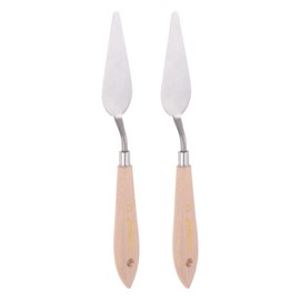 HARFINGTON 2pcs No.15 Painting Palette Knives Stainless Steel Pointy Spatula Pallet Knife with Beech Wood Handle for Oil Acrylic Paint Canvas Mixing Spreading