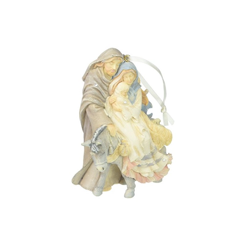 Foundations Holy Family with Donkey Stone Resin Ornament, 4”