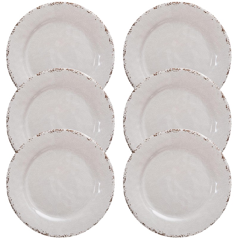 ZAROCRUS Classic Vintage White Melamine Dinner Plate Set, 11-inch Lightweight