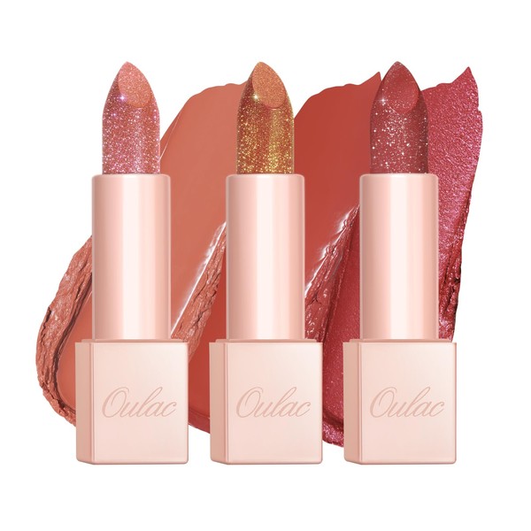 OULAC Moisturising Shine Lipstick Set, Shimmering with Shiny Surface, Creamy