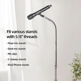 yinyu Microphone Flexible Gooseneck Hose Arm for Microphone - Mic Stand Mount Extension Tubes with Universal 5/8-27" Thread (Chrome, 9.8 INCH)