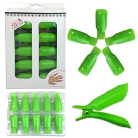 Pana 20 PiecesGREEN New Bow Ribbon Style Reusable Acrylic Nail Soak Treatment UV Gel Polish Remover Clip Cap Manicure Tool