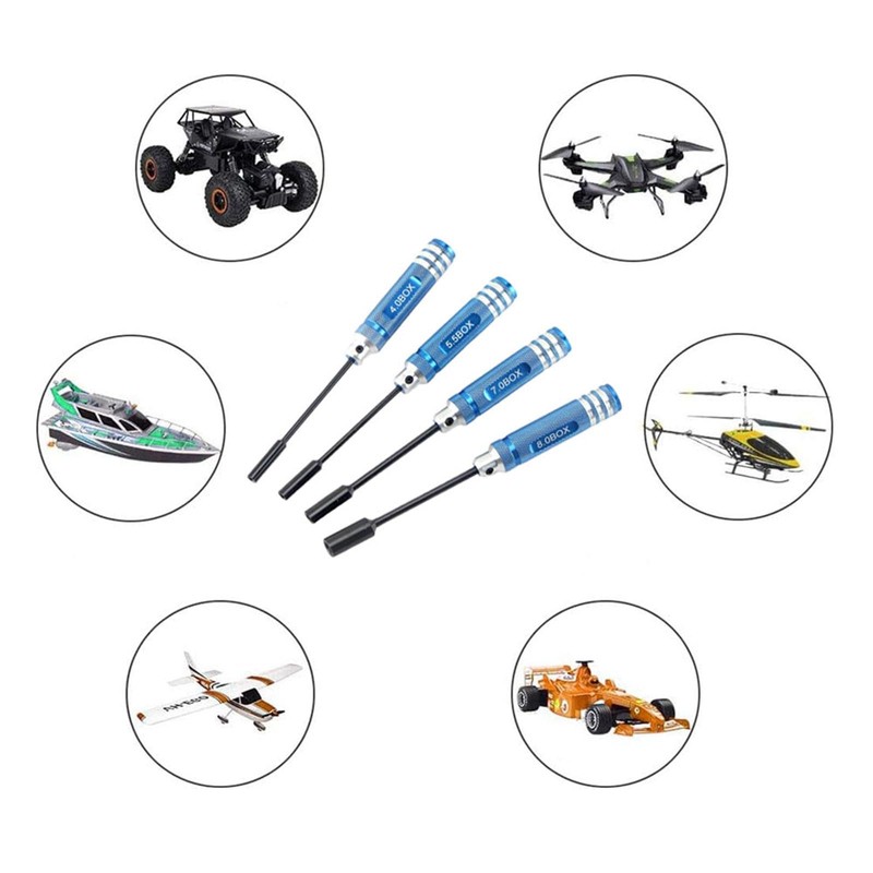 4 Pcs Hex Screw Driver Set, 4.0mm 5.5mm 7.0mm 8.0mm