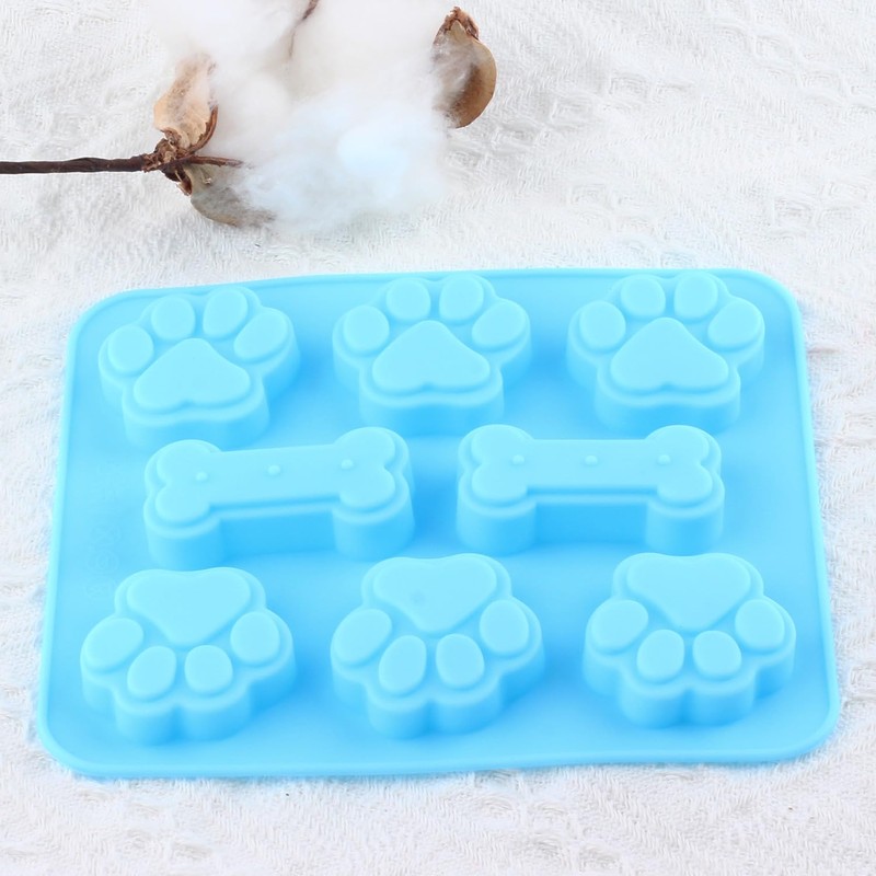 YIMINGMOLD 2pcs Puppy Paw and Bone Silicone Chocolate Molds For