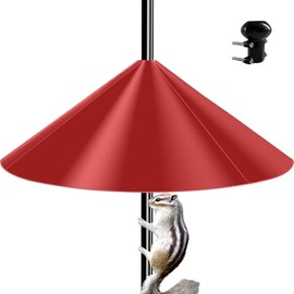 Pavtner 19 Inch Wide Black Squirrel Baffle - Ideal for Bird Feeder Poles, Outdoor Pole Mount Stoppers, and Shepherd’s Hooks Red