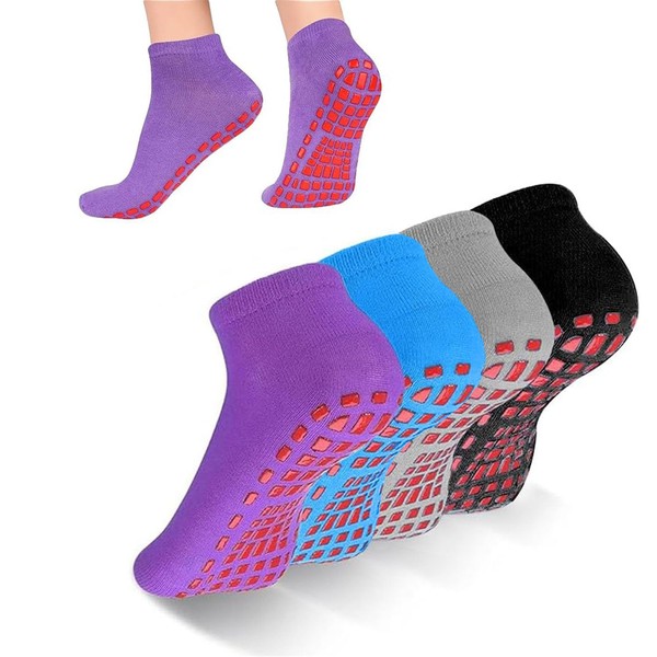 SUJIBHI 4 Pairs Non Slip Yoga Pilates Socks,Yoga Sock with