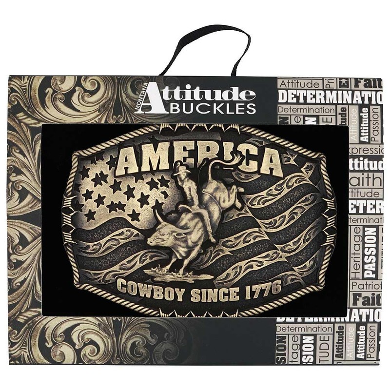 Montana Silversmiths Rodeo Series Attitude Western Belt Buckle (PBR Vibrant