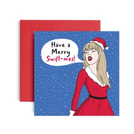 Huxters Christmas Cards for Women Men – Merry Swiftmas Friend Happy Christmas Card for him and her Family Christmas Holiday – Dad Mum Brother Sister Auntie Uncle Daughter card