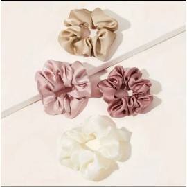 Unbranded 6pcs Solid Color Fabric Hair tie Scrunchies Set For Women
