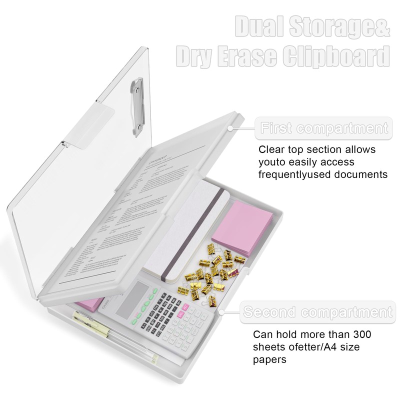 Hongri Clipboard with Storage, White 8.5 x 11 Folder Nursing