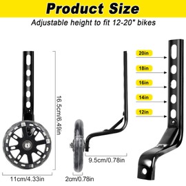 Foreverup Bicycle Training Wheels for Kids Bike, Bike Stabilizers Support Wheel Mute Flash Wheels with Adjustable Bicycle Stabiliser Mounted Kit for Childs Bike, for 12 14 16 18 20 Inch Bikes