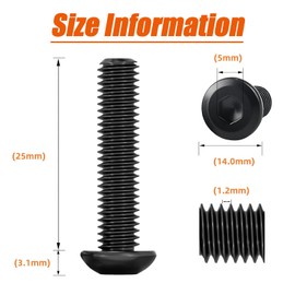 SHUNCHG Pack of 20 M8 x 25 Flat Head Screws M8 Hexagon Socket Stainless Steel A2 V2A Rounded Head Screws Full Thread Black Oxide with 2 Pieces Hex Key