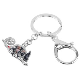 Emaille-Legierung Neuheit Chamäleon Schlüsselanhänger Eidechse Charms Geschenke für Frauen Mädchen Tasche Brieftasche (Schwarz), 14mm x 36mm