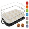 2 Packs 12 Cups Silicone Muffin Pan with Metal Reinforced