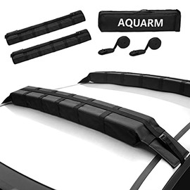 AQUARM Kayak Roof Rack Pads, Universal Car Soft Roof Rack for Canoe/Surfboard/Paddle Board/SUP/Snow Board with Adjustable & Steady Tie-Down Straps and Storage Bag (Dark Black)