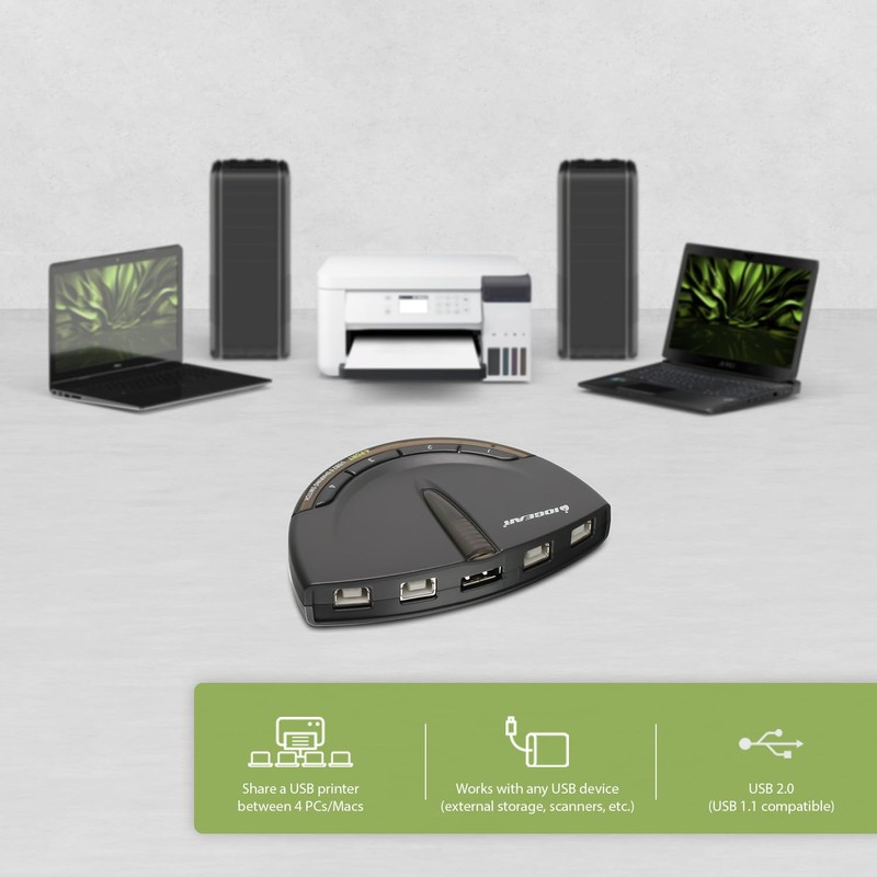 IOGEAR 4-Port USB 2.0 Automatic Printer Switch, GUB431