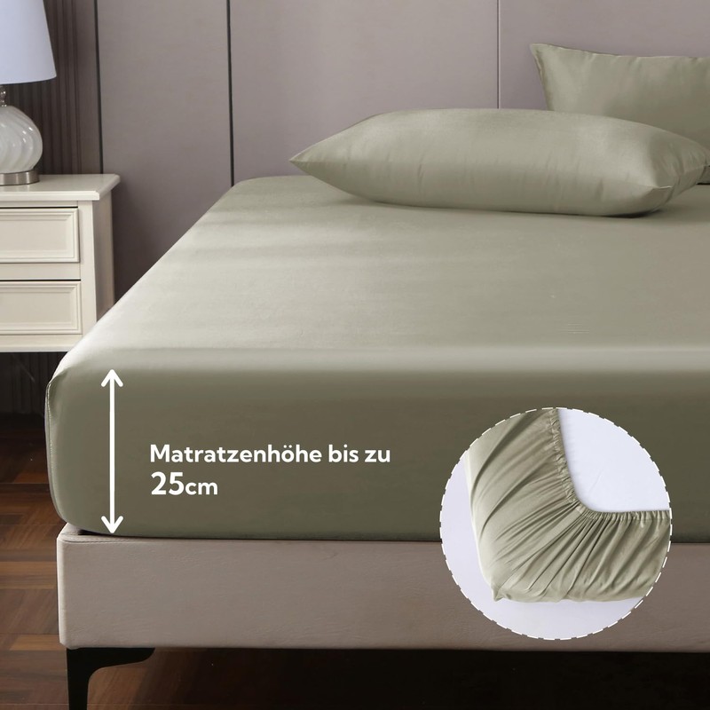MILDLY Fitted Sheet 90 x 190 cm Satin, 100% Long