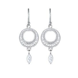 Elli Premium Women's Earrings Ornament Cut-Out Zirconia Marquise in 925 Sterling Silver, Silver, Cubic Zirconia