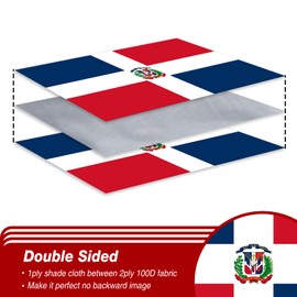 Dominican Republic Flag 3x5 ft Outdoor, Double Sided 3 Ply Heavy Duty Dominican National Country Flag, 100% Quality Polyester Dominicana Banner with Brass Grommets 4 Rows Stitches