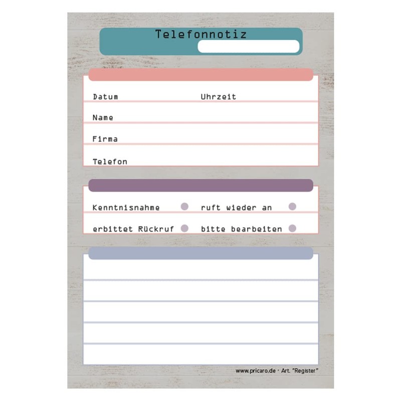 PRICARO 10 x A6 Telephone Index Memo Pad