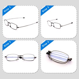 GOOSEN 2-Pack Reading Glasses Men Women, Pocket Wallet Purse Compact Hard Cases Folding Readers, Blue light Glasses Spring Hinge 2.5 x