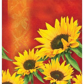Creative Converting Plastic Banquet Table Cover in Solid Border Print, Sunflower Style, Orange/Yellow/Green