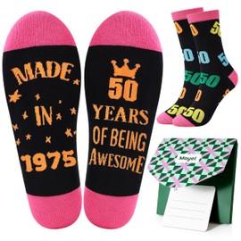 Moyel 50th Birthday Gifts for Women 1975 Funny Socks Women 50th Birthday Gifts for Her 1975 Gift Ideas Unusual 50th Presents for Her Sister Mum Daughter Friend Unique
