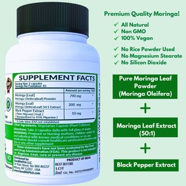 GoodlifePick Premium Moringa Capsules with Black Pepper. Moringa Oleifera Powder & 50:1 Moringa Extract for Maximum Benefits 90ct All Natural NonGMO No Rice Powder No Stearate No Silicon Vegan