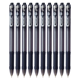 Retractable Ballpoint Pens, BLACK, Pack of 10, Fine Point (0.7mm), VAI-JTN Click Ball Pens, Perfect Pens for School Office Home, iVAIDEX Black Ball Pen