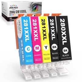 INK4U CLI 281XXL PGI 280XXL Ink Cartridge Compatible Replacement for Canon 280XXL 281XXLPGI280XXL CLI281XXL Work with TR8620a TR8620 TS702a TS9520 TS9521C TR8520 TS6220 TS6320 TS8220 (5 Combo Pack)