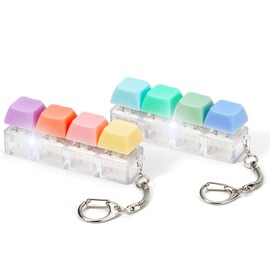 Keyboard Fidget Toy, 2 PCS Fidget Keyboard Silent Fidget Toys Clicker Fidget Keychain Fidgets for Adults Stress Relief Anxiety Sensory Fidget Toys 4 in 1 Keyboard Fidget Clicker