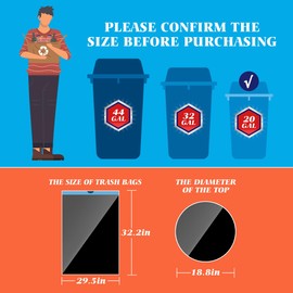 RayPard 20 Gallon Large Drawstring Trash Bags 120 Counts, Fit 20-21 Gal Trash Can, Heavy Duty Tall Kitchen Garbage Liners, Large Trash Bags Size Chart for Home/Office, Outdoor Lawn & Leaf Bags, Black