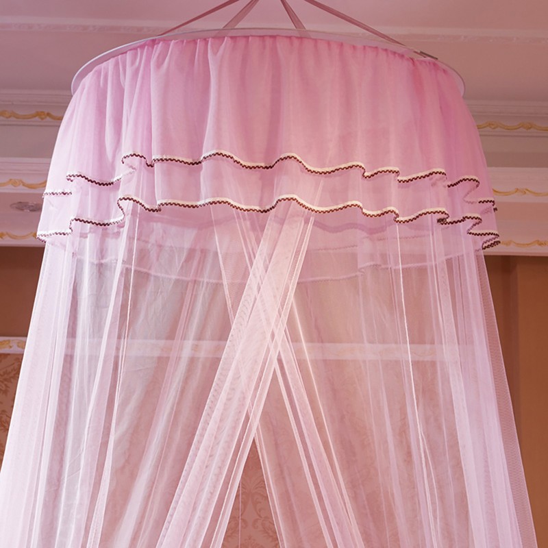 Breathable Round Canopy Lace Princess Style Mosquito Net Bed Curtain