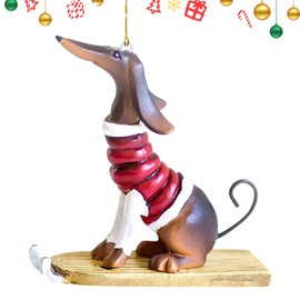 CutitiUU Christmas Acrylic Dressing Dachshund Pendant,Christmas Ornaments,Funny Dog Hanging Accessories,Acrylic Charm Pendant,christmas tree decorations,Dachshund Dog Car Pendant for Gifts