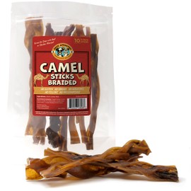 Pack Approved 6" Braided Camel Sticks - Long Lasting Dog Chews for Aggressive Chewers - Rawhide Alternative, Grain free, One Ingredient Dog Treats - Great for Dog Dental Care - (10 pack)