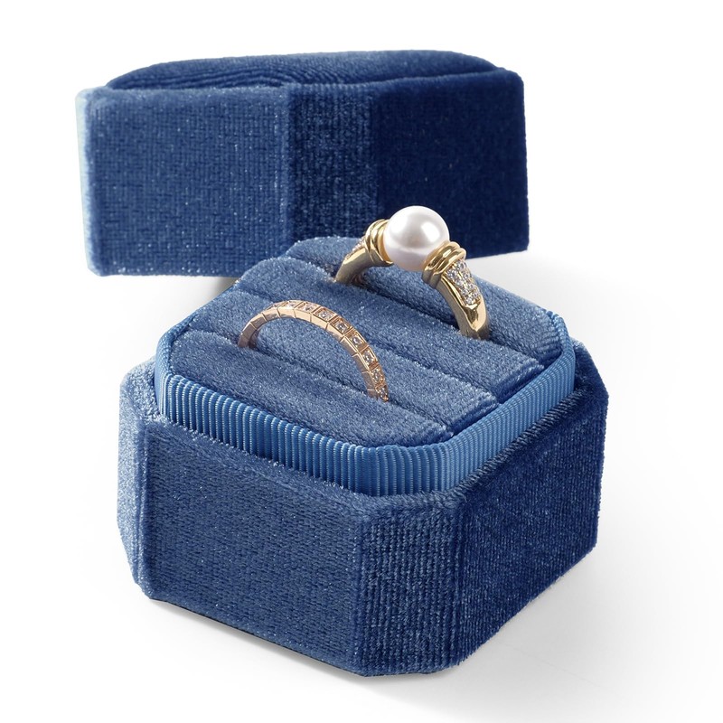 Papten 3 Slots Ring Box Velvet Ring Gift Box Wedding