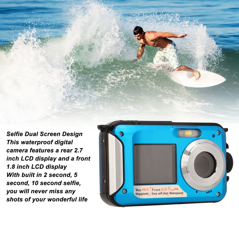 Full HD 2.7K 48MP 10ft Waterproof Underwater Digital Camera 16X