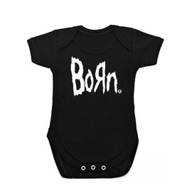 Baby Moo's BORN Nu-Metal Baby Grow | Baby Vest Heavy Metal Music Bodysuit, Rock n Roll Baby Gift Idea (3-6 months)