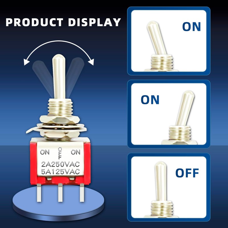 DaFuRui Spdt Toggle Switch，20Pack 3 Position 6 Pin ON-Off-ON Metal