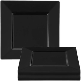 Kaya Elegant Black Square Dinner Plates - 9.5" (Pack of 10) - Perfect for Weddings, Birthday Parties, Festivals & More