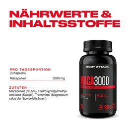 Body Attack Maca 3000 90 Kapseln, 1er Pack (1 x 105 g)