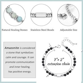 Sammious Bracelets for Women, 4mm Tiny Boho Bead Bracelets, Unique Gifts for Women, Mom, Daughter, Wife, Coworkers, Best Friend, Bestie Inspirational Trendy Jewelry Gifts (Rose Quartz)