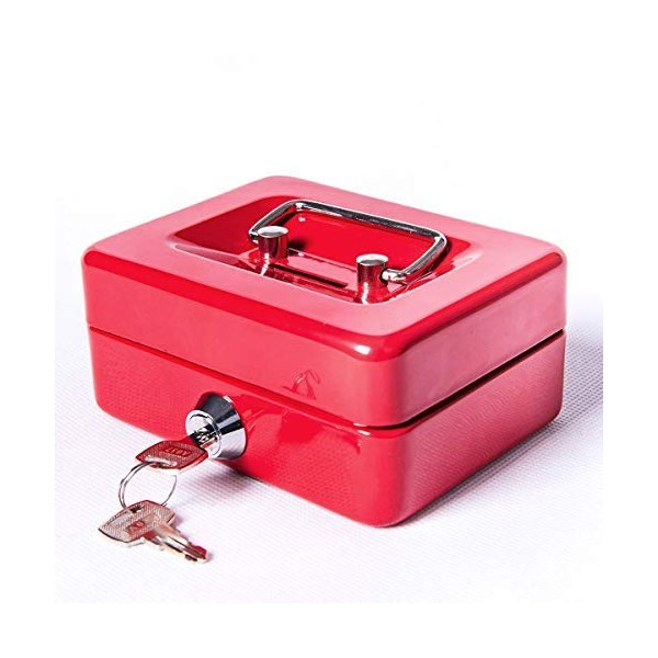 Jssmst Hand Safe, Key Lockable Cash Box, Coin Bank, Metal,